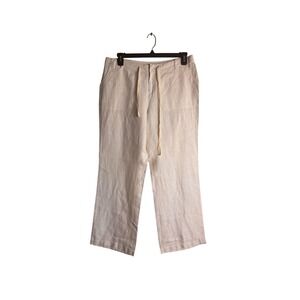 St Johns Bay Petite Linen Blend Drawstring Waist Casual Pants Size 14P